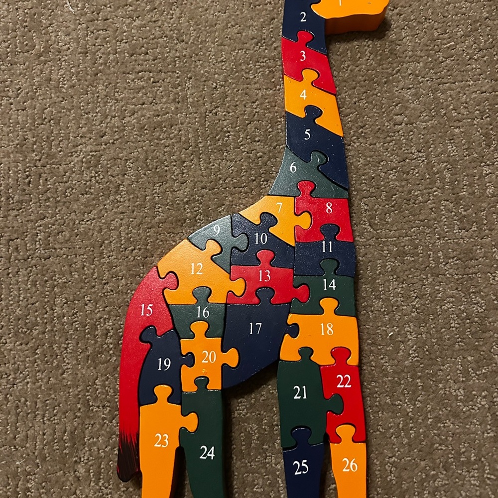 Wooden Giraffe Counting Puzzle